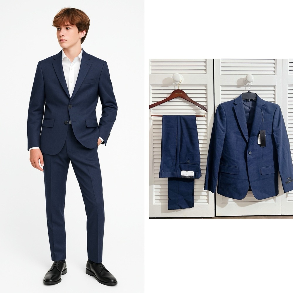 Marc New York Andrew Marc BCROMWELL Boys SKINNY Blue Suit Size 14
